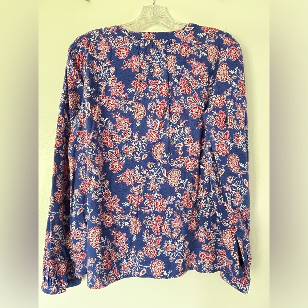 LOFT Blue Floral Long-Sleeve Blouse - Picture 2 of 9
